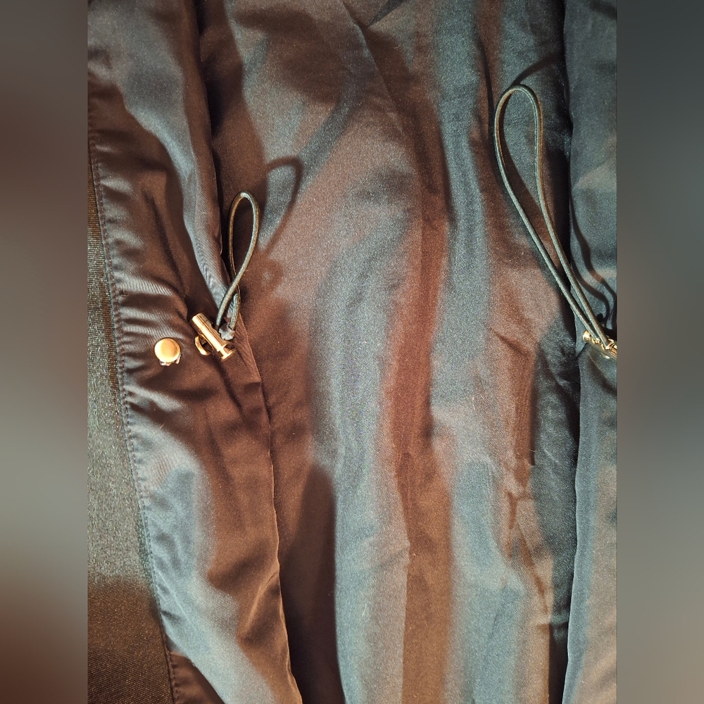 Sale🎯 Zara. NWOT. Black Trench Coat Zippered Hood And Adjustable Sleeves Size S - Picture 5 of 15